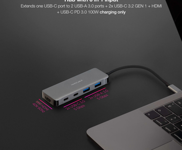 HUB USB-C 6 PUERTOS USB 3.2 15 CM NANOCABLE